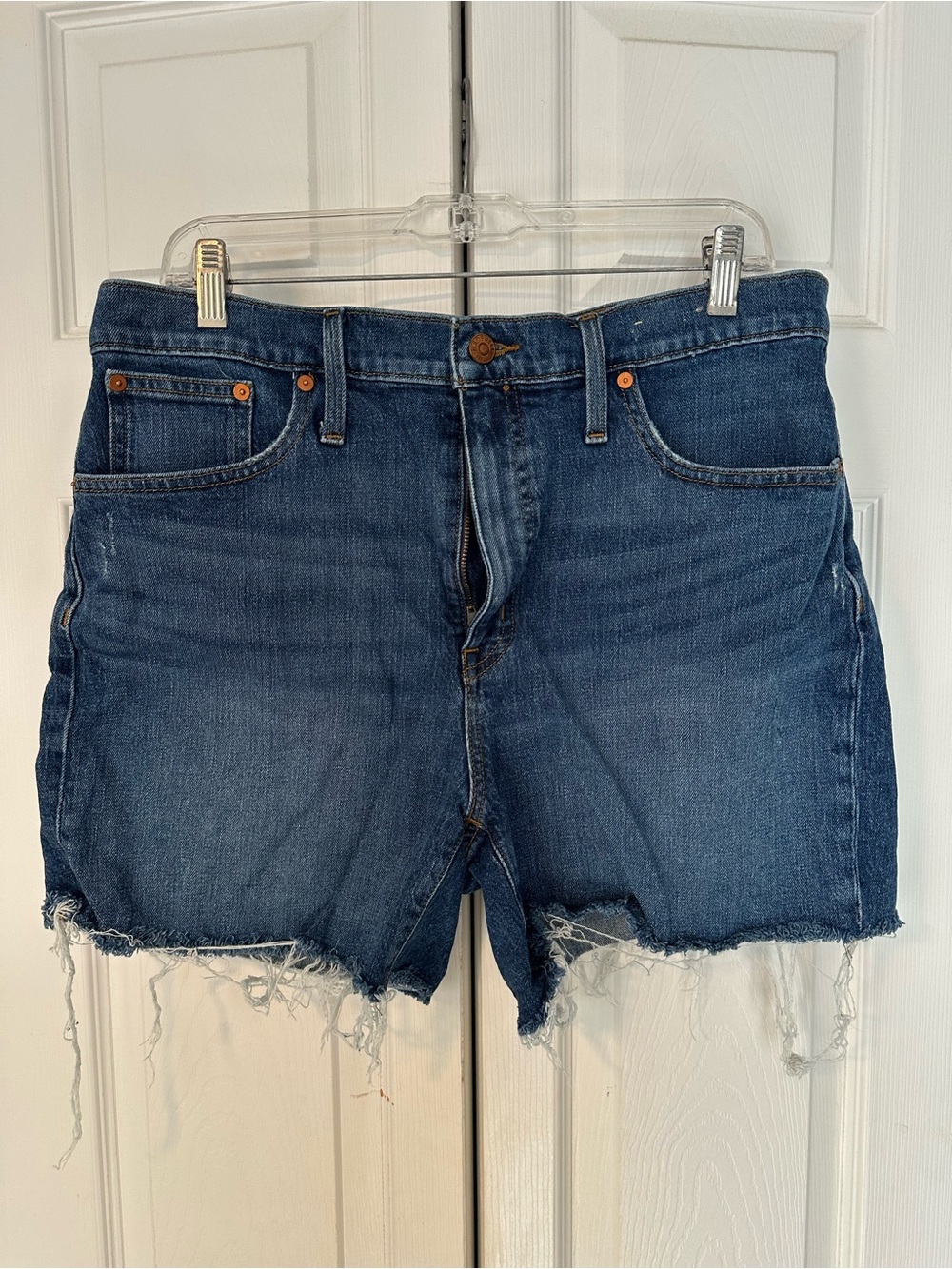 Madewell High-Rise Dark Blue Denim Cutoff Shorts